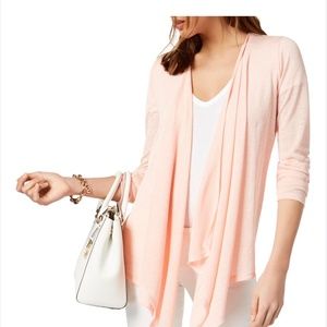 Michael Kors Asymmetric Sheer Dusty Coral Cardigan size L